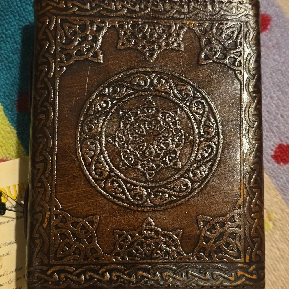 ♥️BUY 2 GET 1 FREE Earthbound Brown Embossed Clock Leather Journal